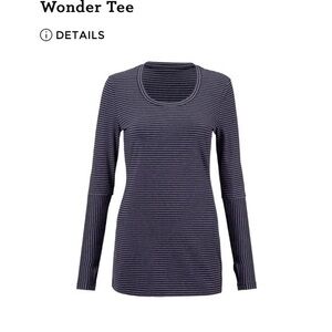 Cabi Wonder Tee #3808 navy with navy stripe and thumb holes Size Medium